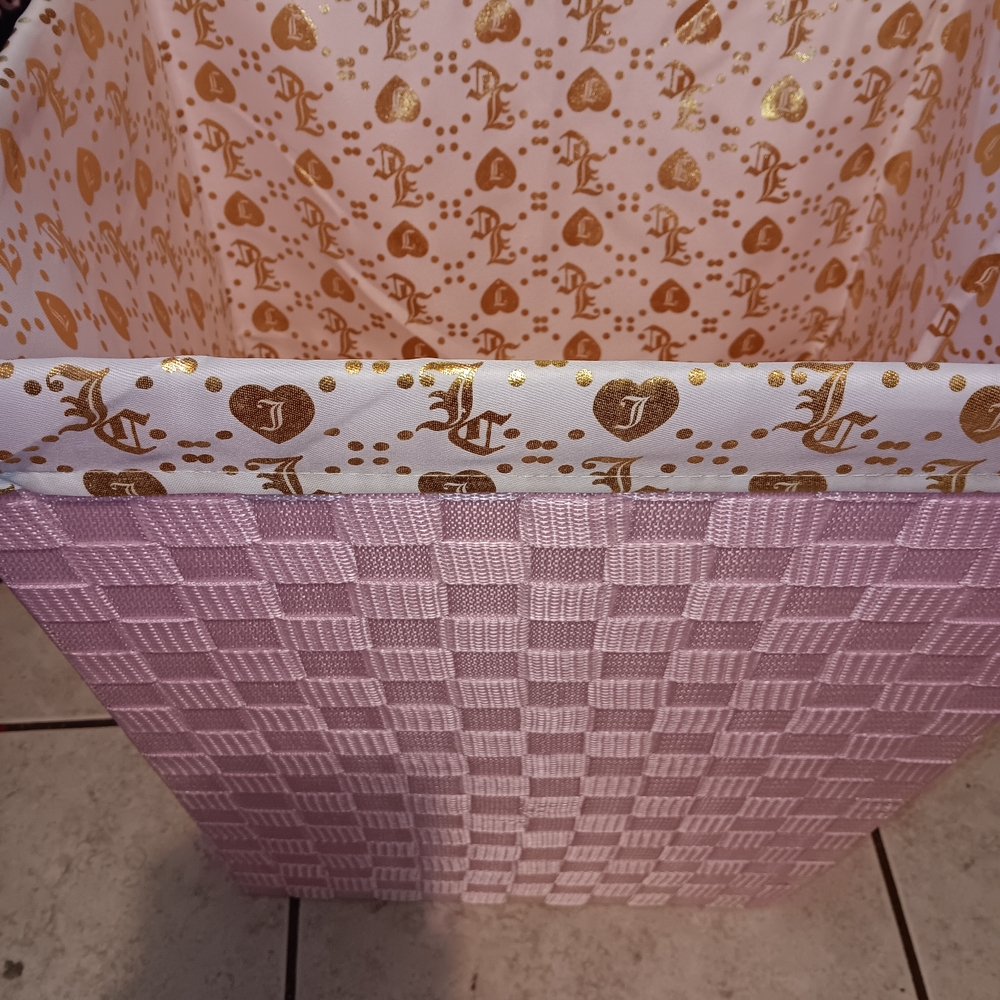 Pink and Gold Woven Basket